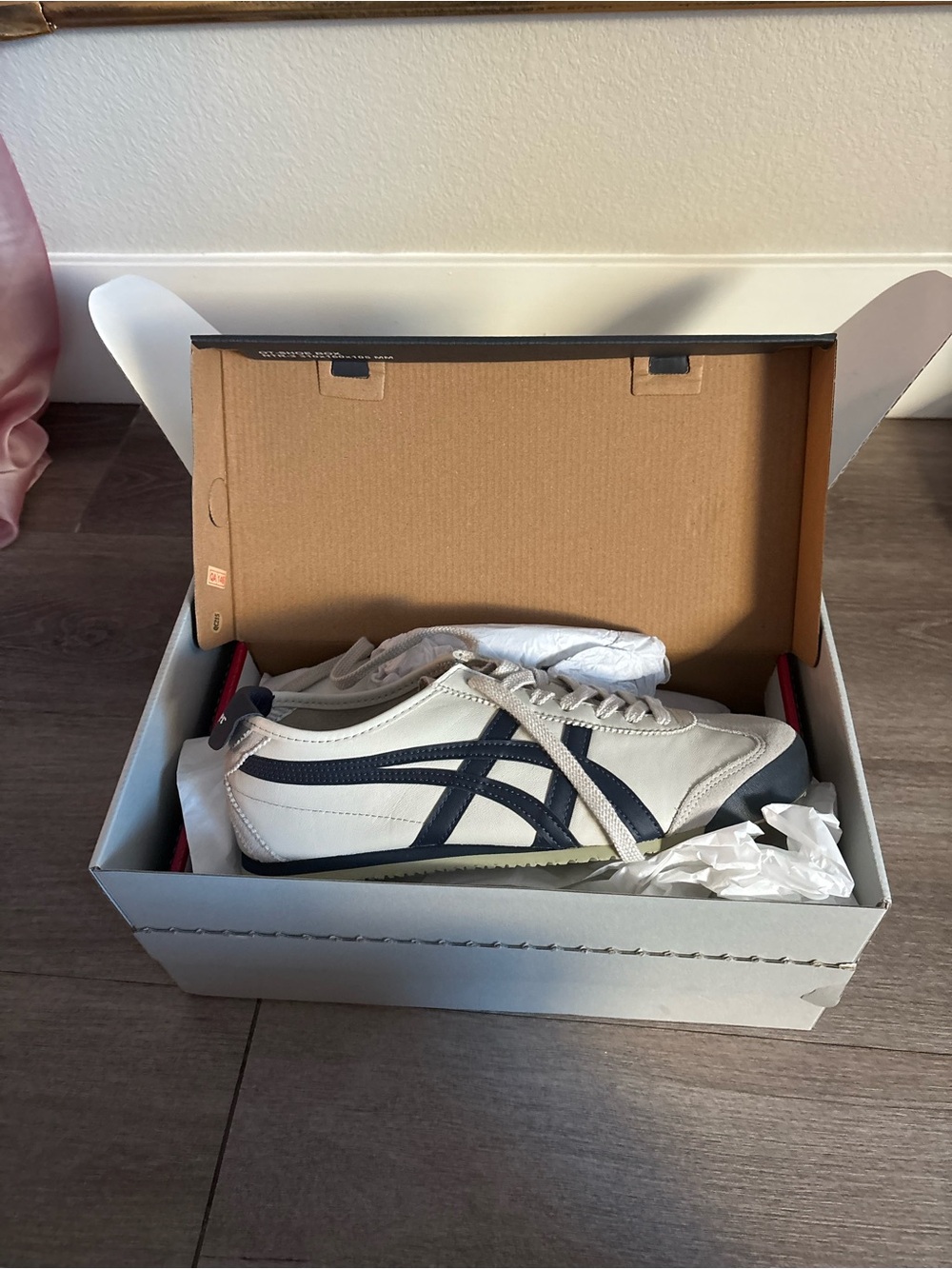 Onitsuka Tiger by Asics White Sneakers with Navy Stripes